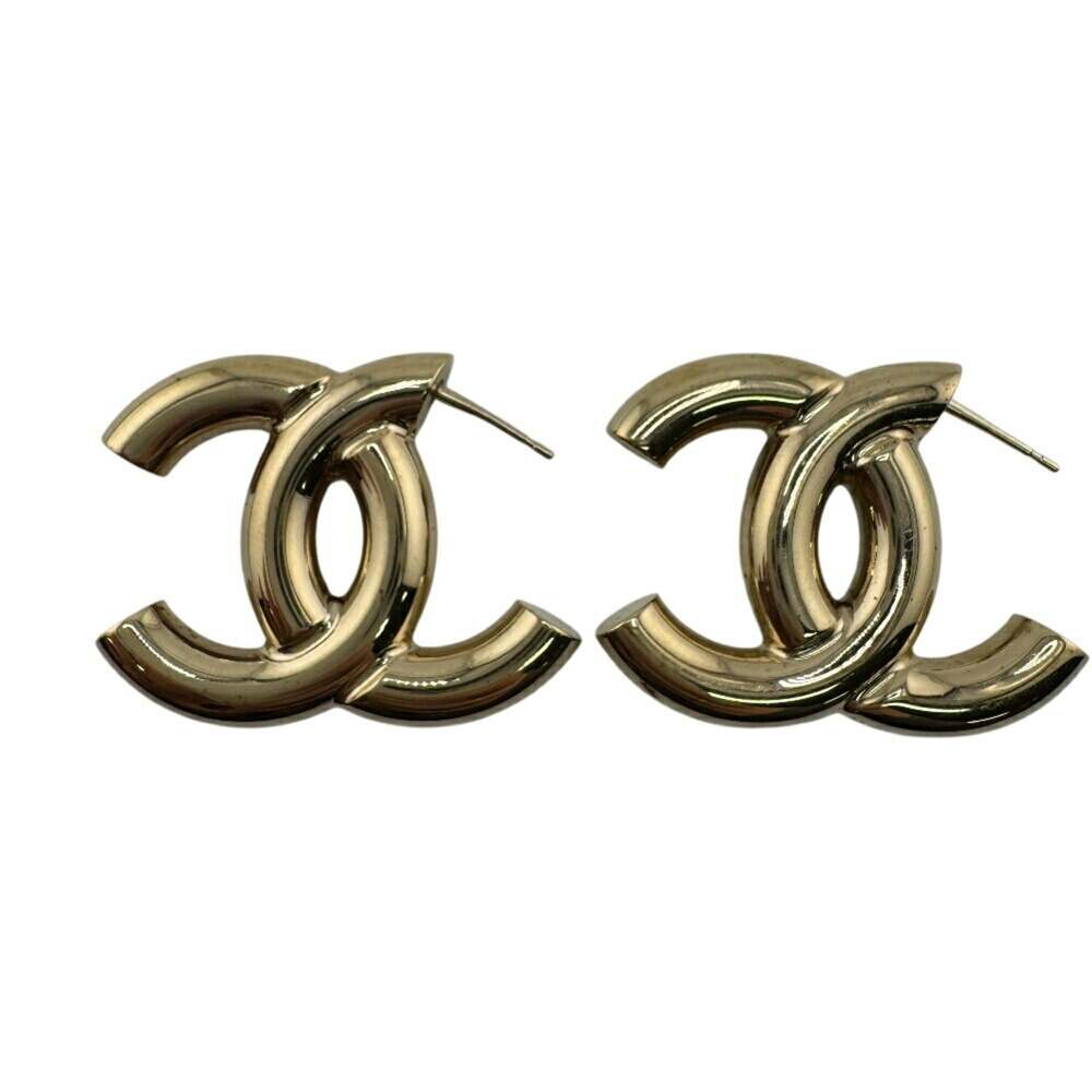 Chanel Cc Logo Earrings Metal Gold-Tone #234258C11B